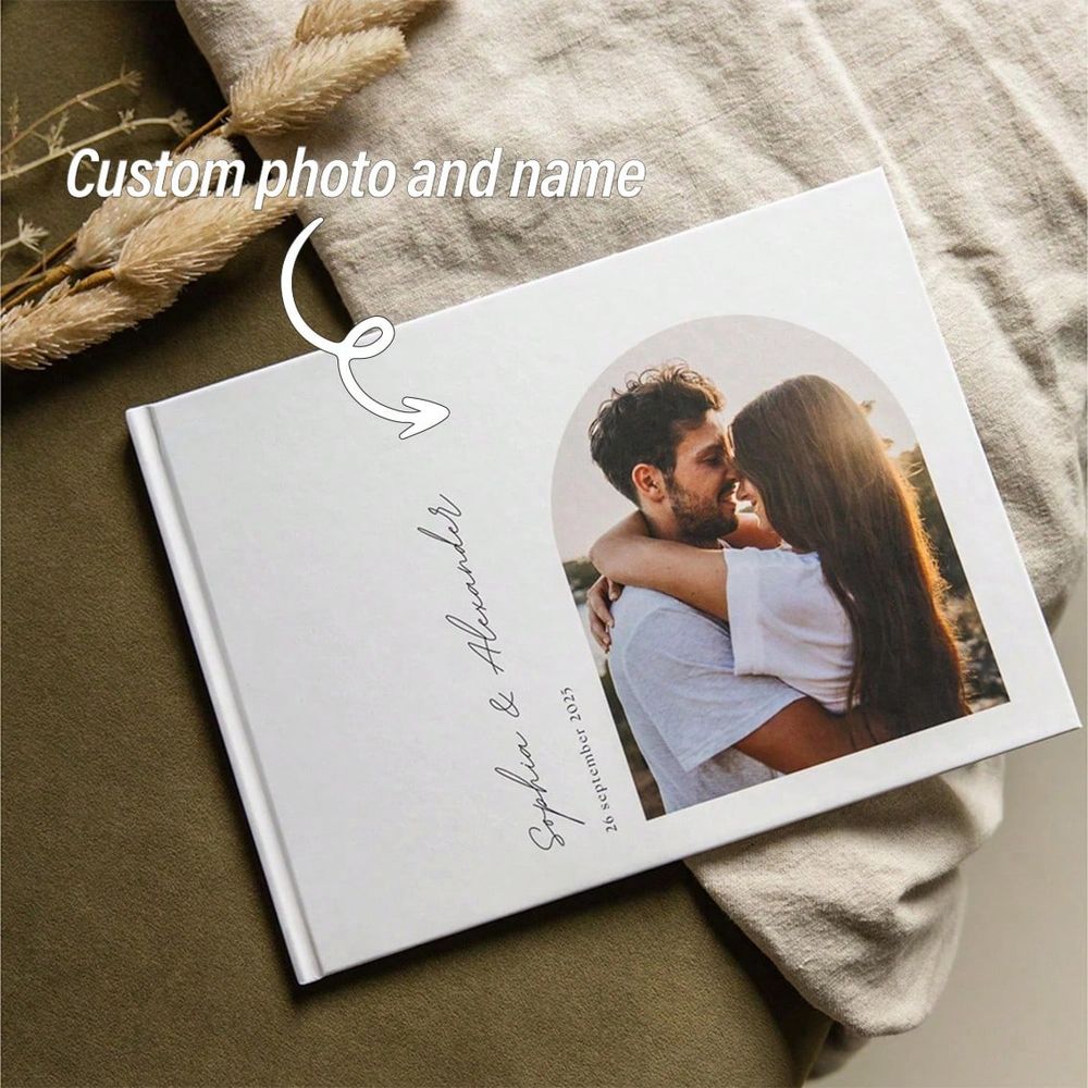 Custom Photo Book - 38ページの写真付きカスタムウェディングゲストブック、パーソナライズされたウェディングレセプションサインアルバム、永遠の愛、パーソナライズされたギフト