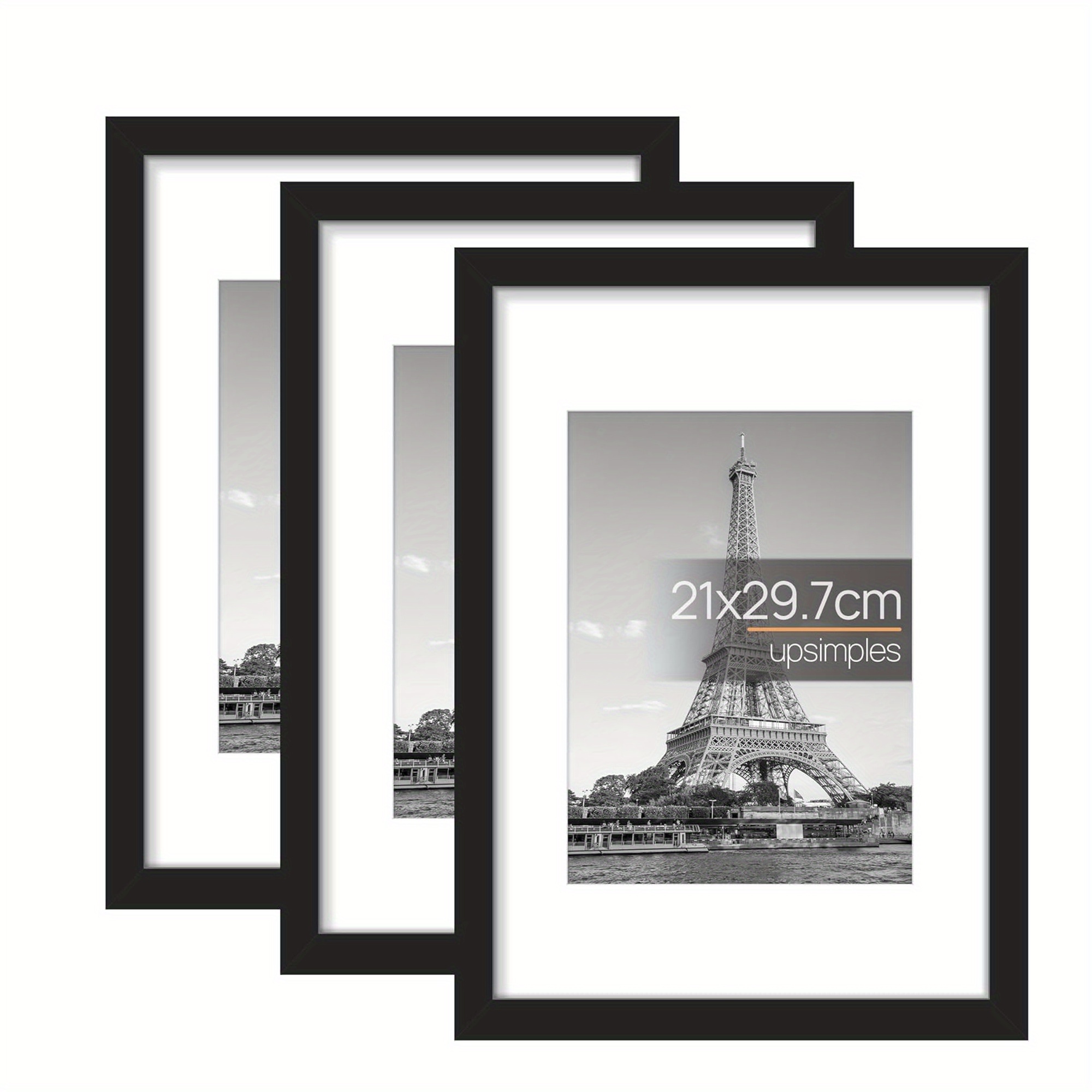 Engraved Wood Frame - 3 個の木製フォトフレーム写真壁用 A4 写真フレームスタンド写真証明書記念ギフト白/黒