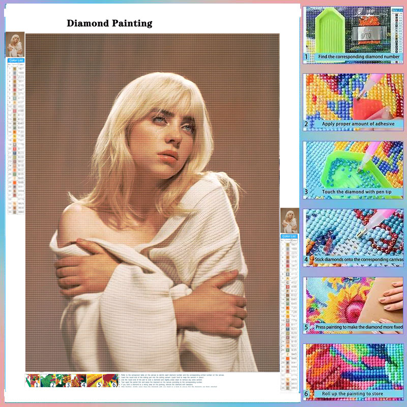 Photo Mosaic Print - DIYフルドリルB-Billieダイヤモンドペインティング刺繍ポップミュージックシンガーダイヤモンドモザイクビーズギフト、バー、リビングルームのファンのための装飾