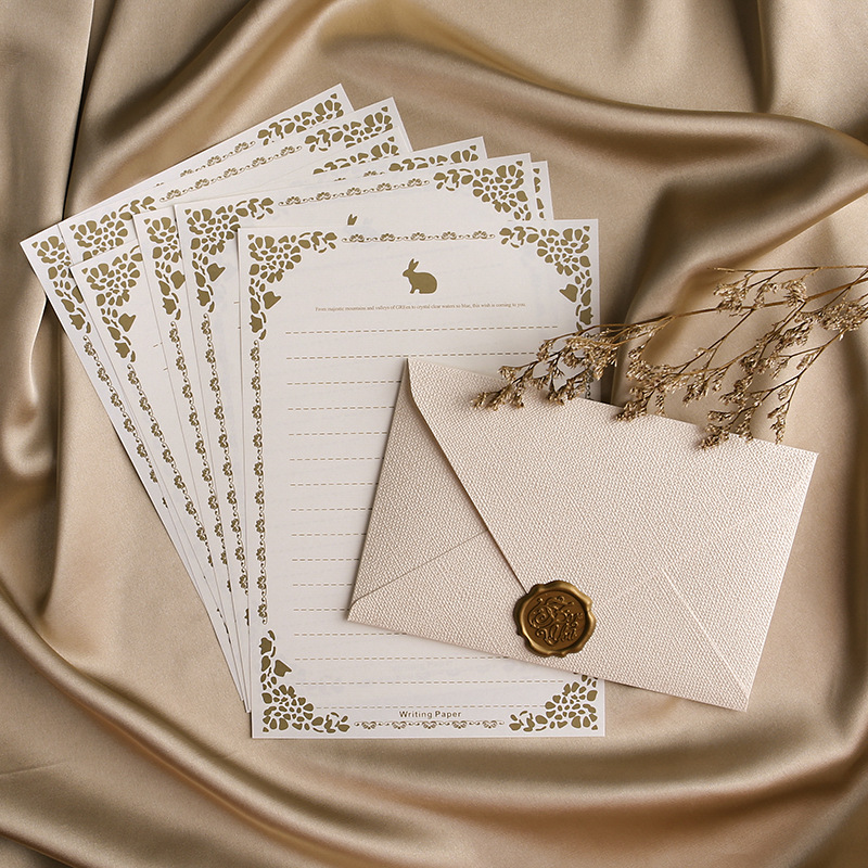 Wax Seal Letter Kit - リネンブラウン紙封筒紙セット10枚、レトロなスタイル、クリスマスやバレンタインデーやその他のフェスティバルに最適