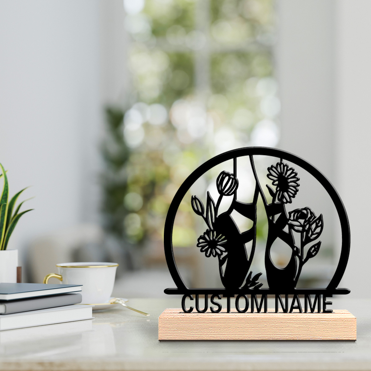 Engraved Wood Frame - 1個の美しいパーソナライズされたバレエシューズ、ダンス愛好家への木製フレームのギフト、ダンサー、バレンタインデー、タブレットに最適です。