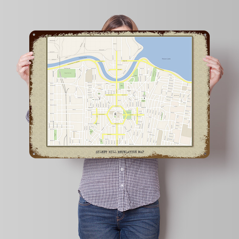 サイレントヒルレベレーションマップメタルポスターカスタマイズ - Custom Map Poster のレビューと価格