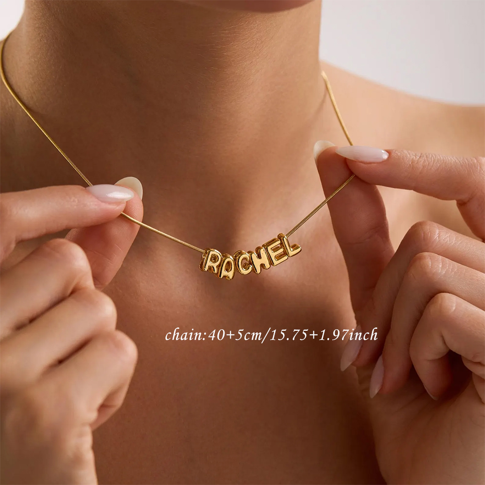 カスタムバルーンイニシャルネームネックレス女性用パーソナライ - Name Necklace Custom のレビューと価格