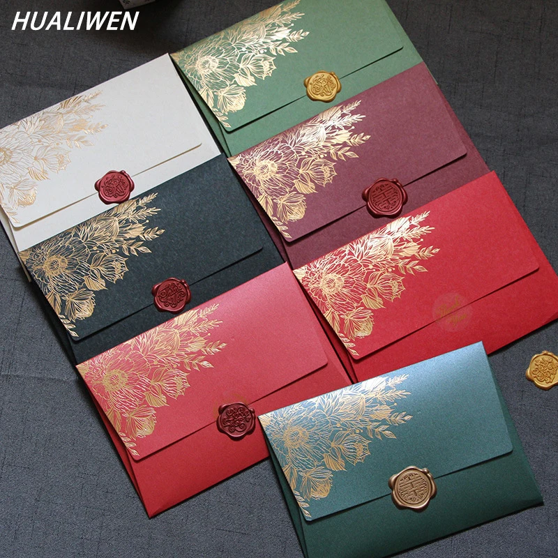 10 ピース/パケットハイグレードパール紙封筒結婚式招待状ヨ - Wax Seal Letter Kit のレビューと価格