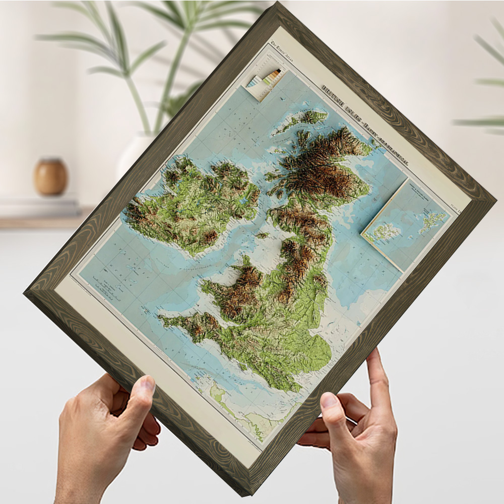 3D レリーフマップ 1922 年英国諸島印刷ポスターカスタ - Custom Map Poster のレビューと価格