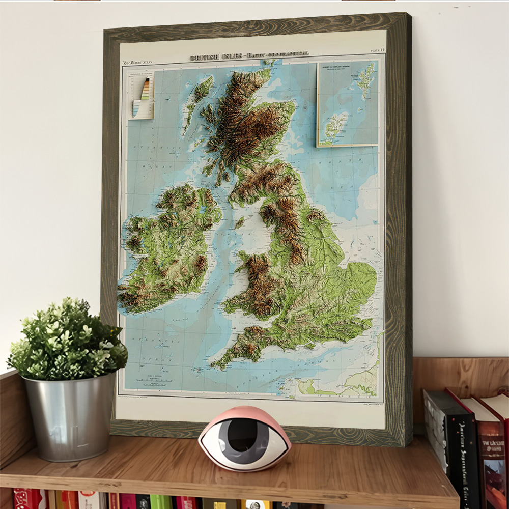3D レリーフマップ 1922 年英国諸島印刷ポスターカスタ - Custom Map Poster のレビューと価格