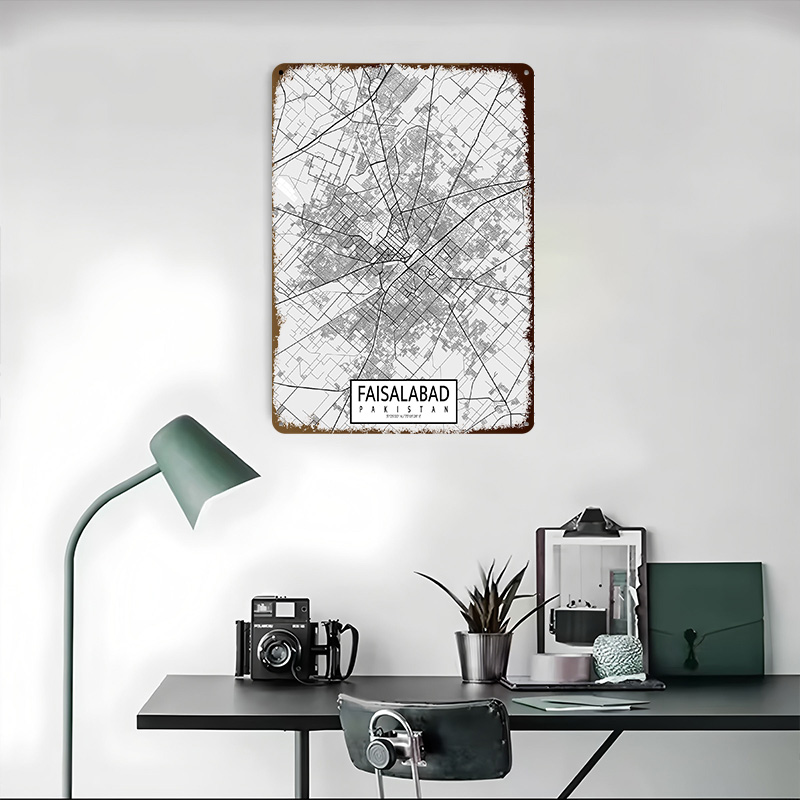 ファイサラバード市地図パキスタン軽量ブリキポスターカスタムウ - Custom Map Poster のレビューと価格