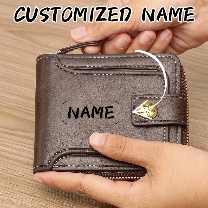 カスタムネームメンズPUウォレット、コンパクトなメタルテクス - Personalized Name Box のレビューと価格