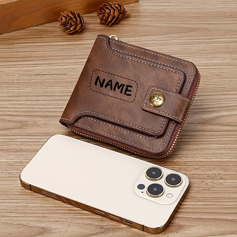 カスタムネームメンズPUウォレット、コンパクトなメタルテクス - Personalized Name Box のレビューと価格