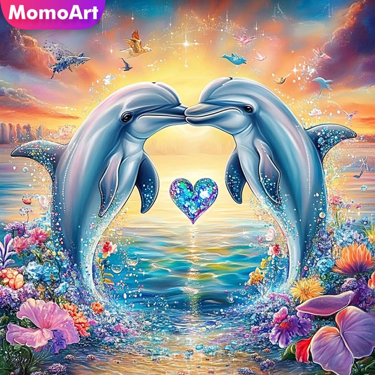 Momoart-イルカのダイヤモンド絵画,モザイク刺embr - Photo Mosaic Print のレビューと価格