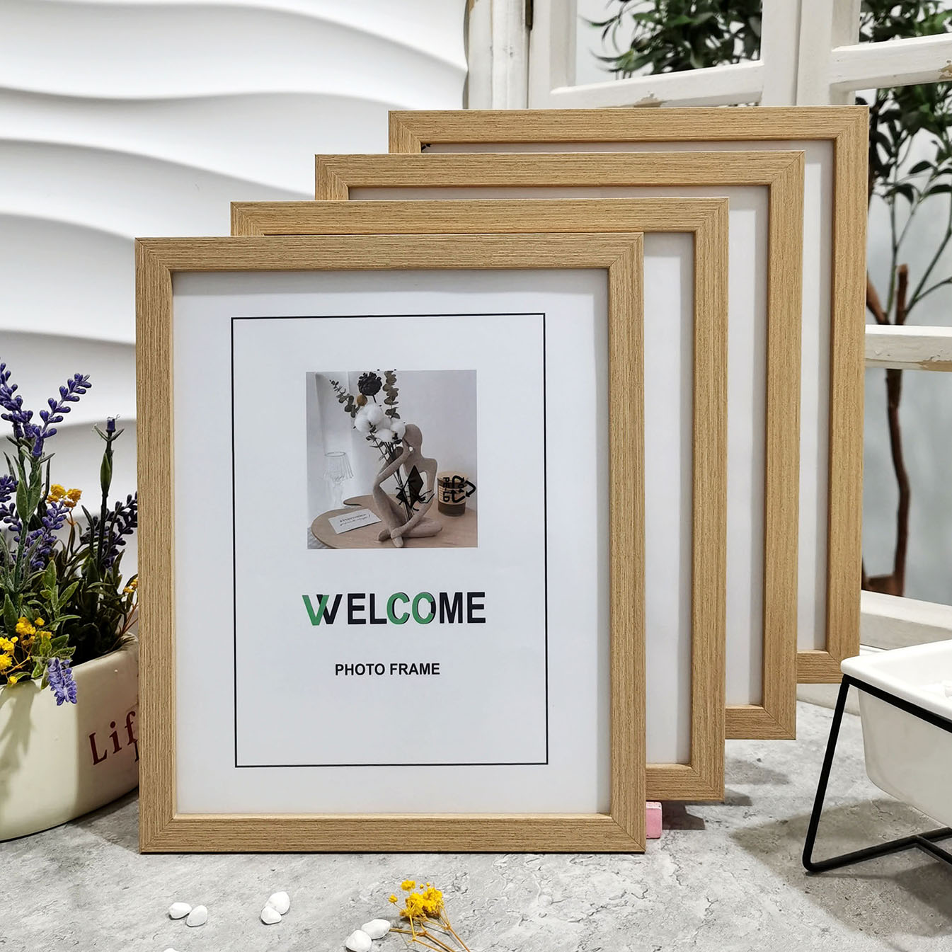 木製フォトフレーム4個セット、クラシックな壁掛け/卓上ディス - Engraved Wood Frame のレビューと価格