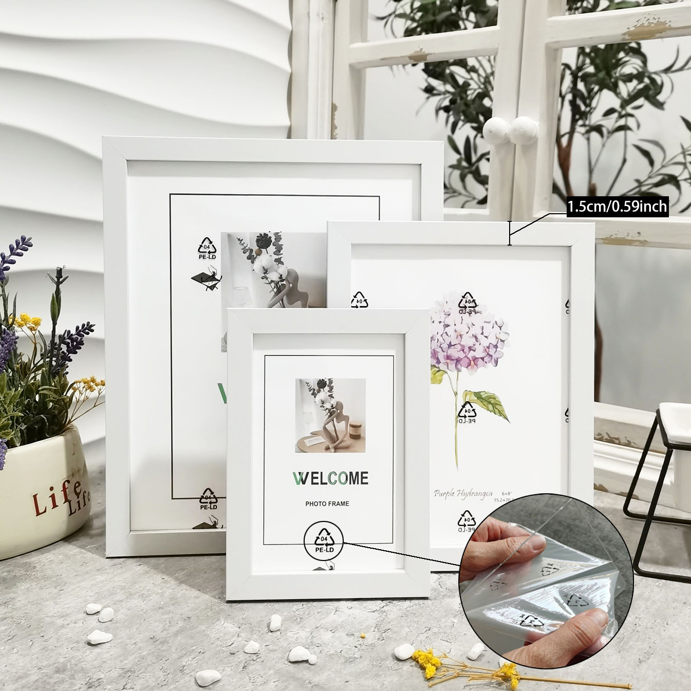 木製フォトフレーム4個セット、クラシックな壁掛け/卓上ディス - Engraved Wood Frame のレビューと価格