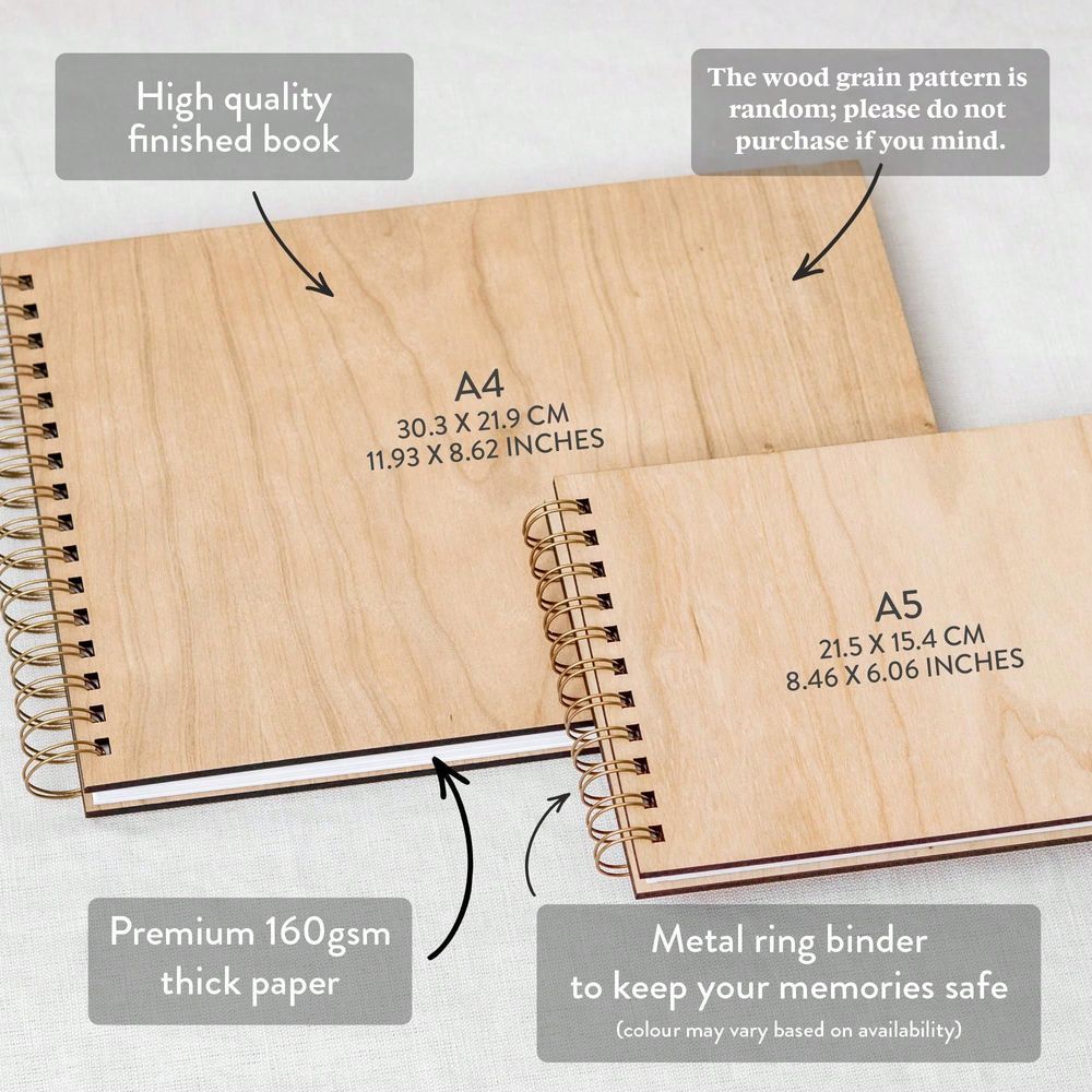 カスタマイズ可能なA4・A5木製ウェディングゲストブック、パ - Custom Photo Book のレビューと価格