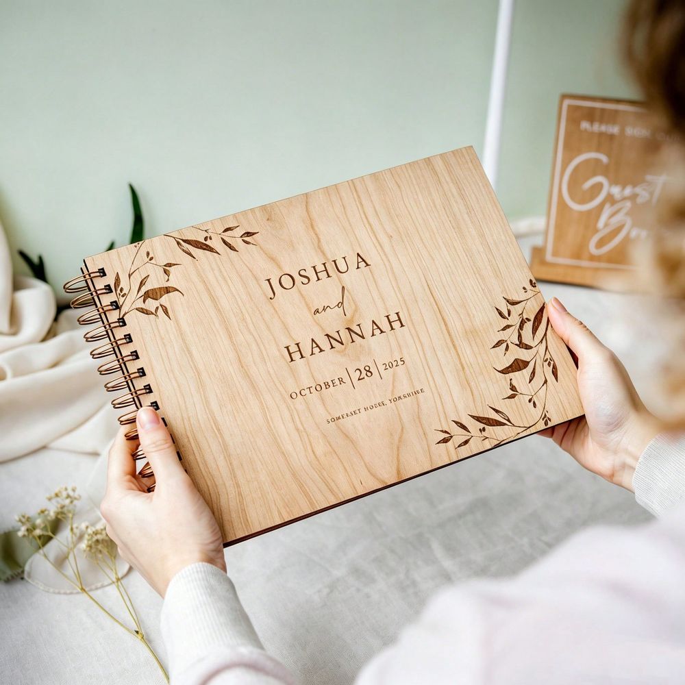 カスタマイズ可能なA4・A5木製ウェディングゲストブック、パ - Custom Photo Book のレビューと価格