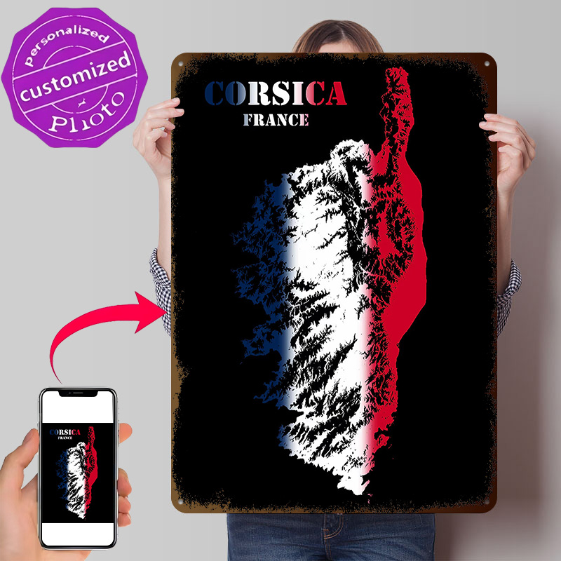 コルシカ島フランス地形等高線地形図メタルポスター、ファンや愛 - Custom Map Poster のレビューと価格