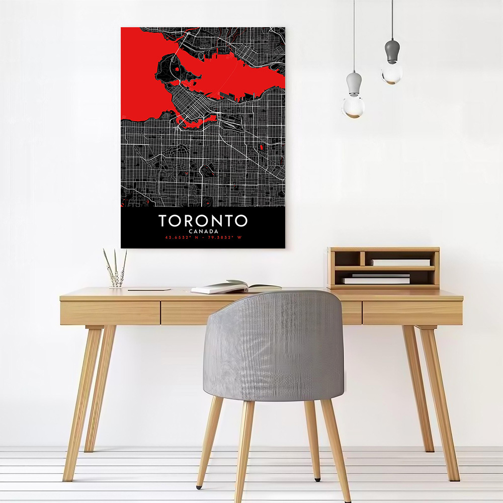 トロントダークマップキャンバスウォールアートポスターカスタム - Custom Map Poster のレビューと価格