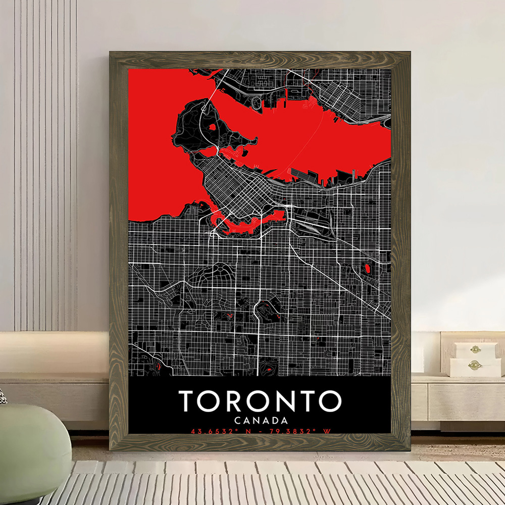 トロントダークマップキャンバスウォールアートポスターカスタム - Custom Map Poster のレビューと価格