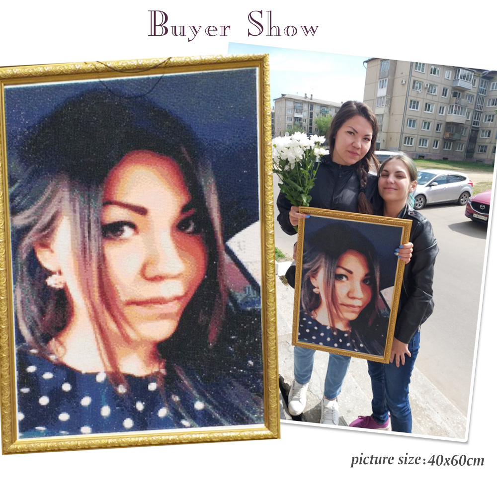 HUACAN ダイヤモンドモザイクカスタム写真クロスステッチ - Photo Mosaic Print のレビューと価格