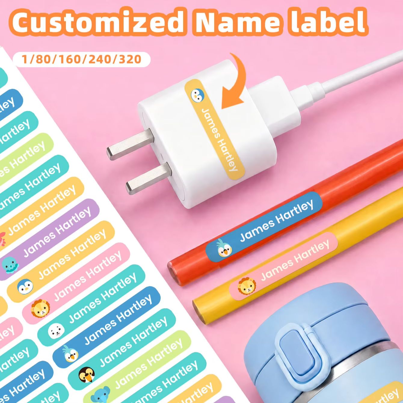 1-320枚のカスタム漫画名前ステッカー、防水パーソナライズ - Personalized Name Box のレビューと価格