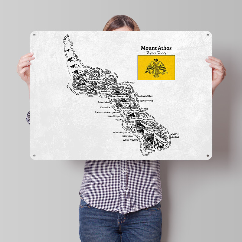 手描きのアトス山地図ポスター レトロ3Dプリントメタルサイン - Custom Map Poster のレビューと価格