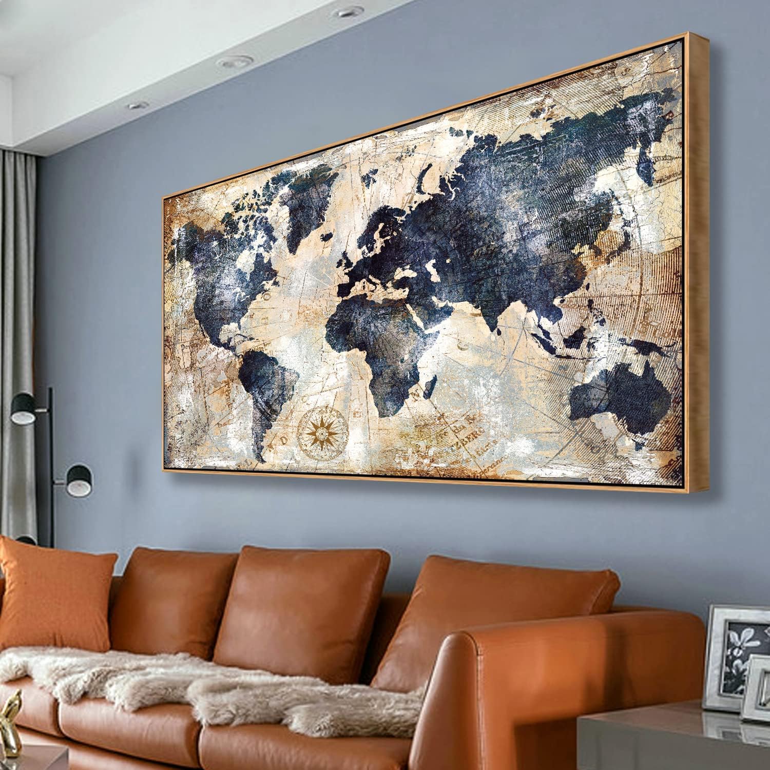 フレーム付き世界地図ウォールアート、航海キャンバスアートワー - Custom Star Map のレビューと価格